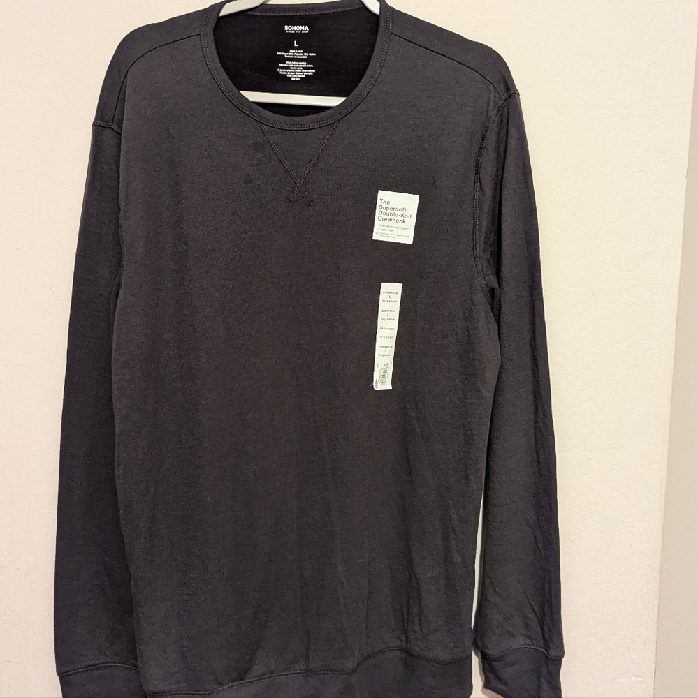 Sonoma Goods For Life Grey Crewneck Long Sleeve Shirt Size Large